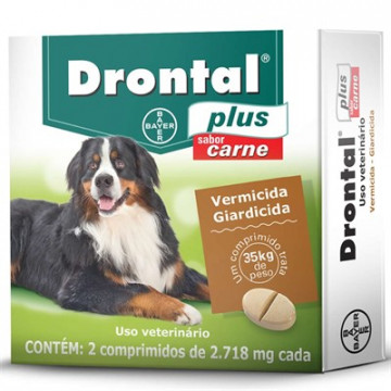 Drontal Plus Sabor Carne contra vermes e giárdia para cães 35kg - 2 comprimidos